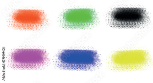 Multi-ink brushstroke and paintbrush template with splashes of grunge. Vector set of multi-ink brush strokes. design elements. Grunge splatter, dirt stain, brush with drops and blots.