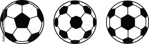 Three Classic Soccer Ball Designs Showcasing Unique Panel Patterns, Geometric Variations, and Engineering Styles for Performance, Grip, and Aerodynamic Study
