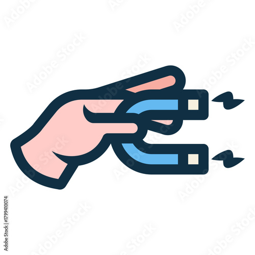 hand holding magnet icon