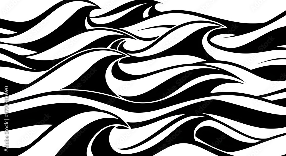 Fototapeta premium Abstract black and white wavy lines pattern