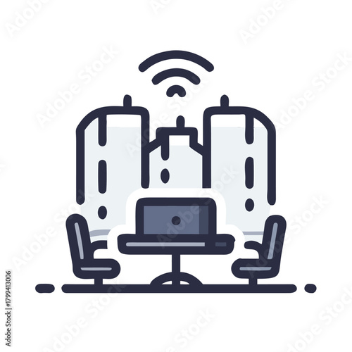 Co-working Space / Remote Business Meeting Icon