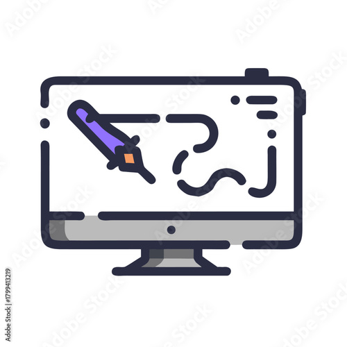 Graphic Design Monitor with Pen Tool Icon