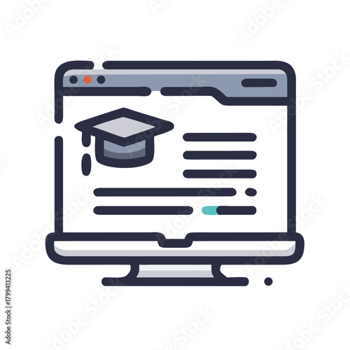 Online Education E-Learning Monitor Icon