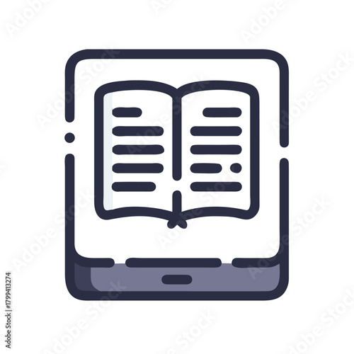 Open E-Book on Tablet/E-Reader Icon