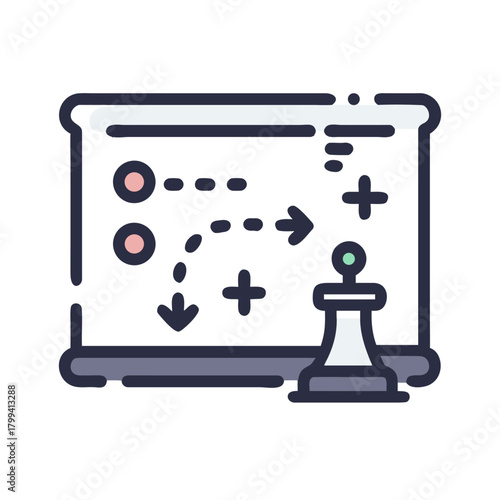 Chess Piece and Strategy Planning Board Icon