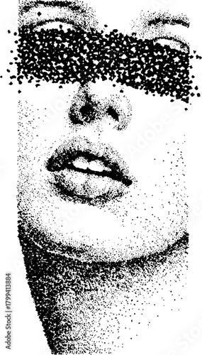 Black and white face portrait with unique texture and pattern. This is a trendy vector illustration showcasing modern artistic style.