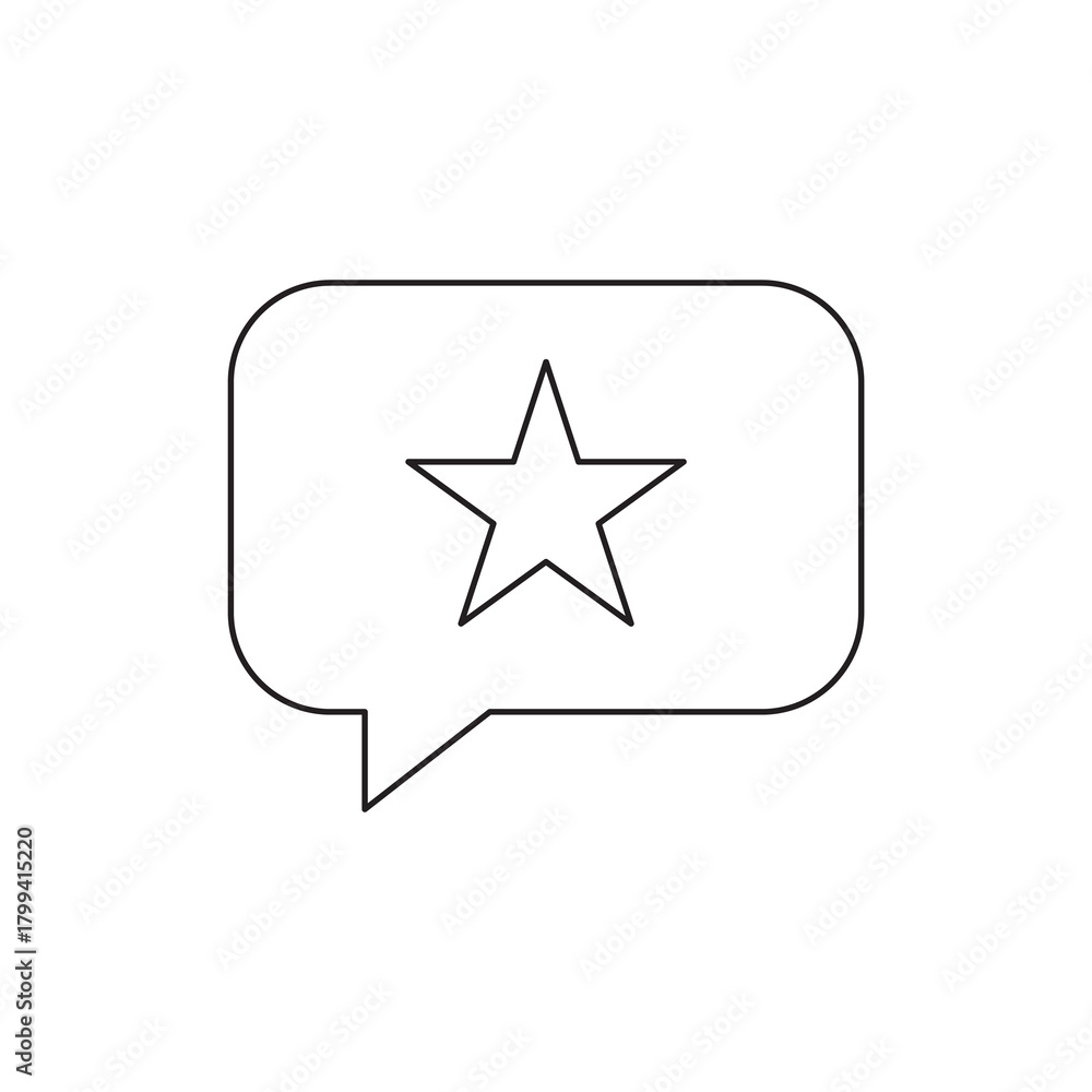 Fototapeta premium Outline Chat Message with Star Rating