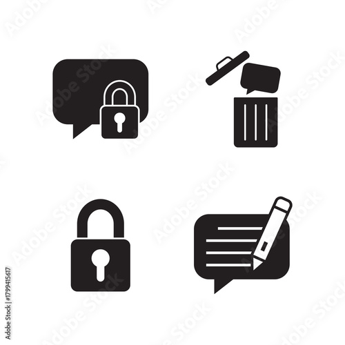 Solid Icons: Lock, Delete, Edit Messages