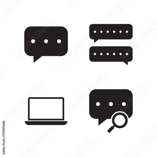 Solid Icons: Chat, Search & Laptop UI/UX