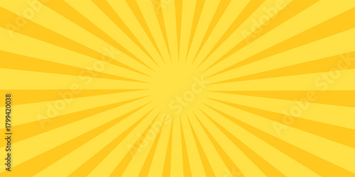 Modern yellow banner with Sun rays, lines background, light abstract modern simple