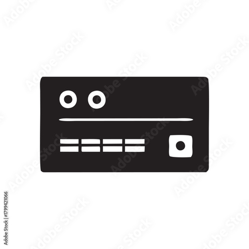 Simple dark gray icon representing a credit card with chip and magnetic stripe