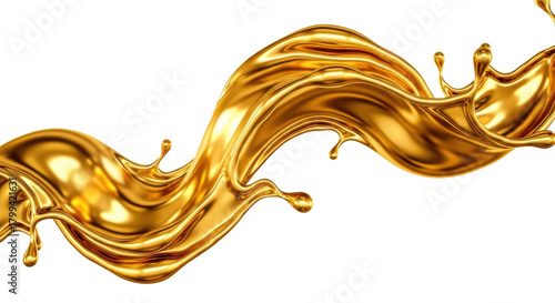 Dynamic flow of liquid gold with glossy, reflective surface