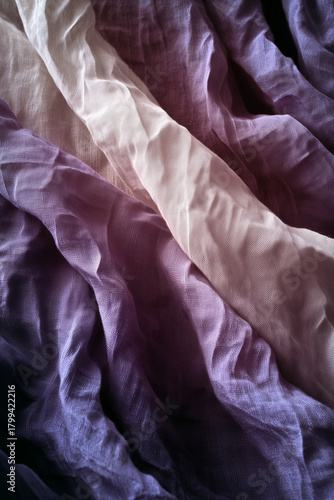 Abstract Background of Purple Wrinkled Linen Fabric Texture for Design