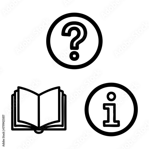 Help FAQ Icon Set Question Mark Book Info Sign Outline Vector