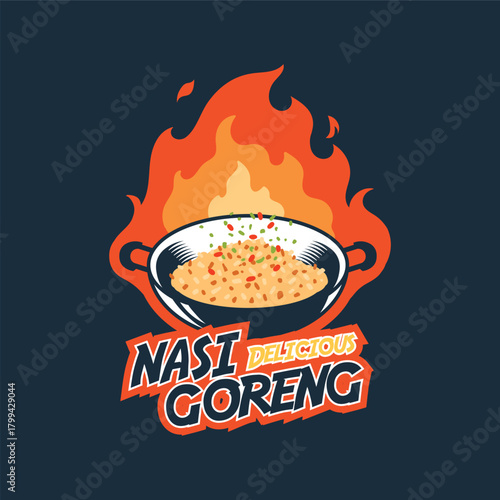 nasi goreng logo and labels design
