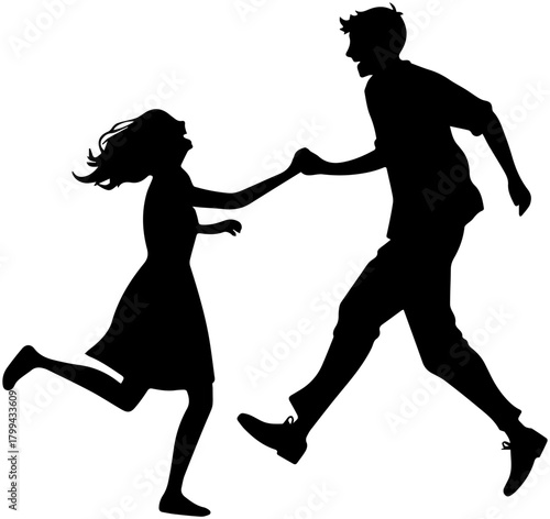 Joyful Run Silhouette – Playful Bond Scene