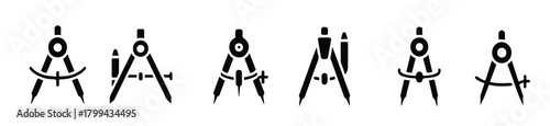 collection of black silhouette icons for architecture