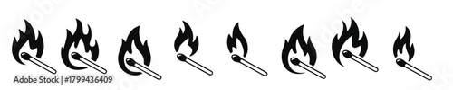 Colorful Matchsticks with Flames Vector Illustration