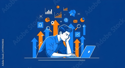 Ilustraciones de marketing en redes sociales.
 Megaconjunto.
 Colección de escenas de hombres y mujeres participando en actividades empresariales.
 Estilo vectorial de moda