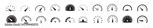 Collection of Black and White Automotive Gauge Icons vector
