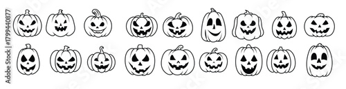 collection of halloween pumpkins silhouette