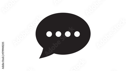 Speech bubble icon with ellipsis simple flat vector design element for user interface and web design isolated on white background