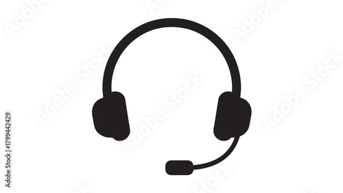 Headset icon simple vector illustration of customer service support symbol isolated on white background