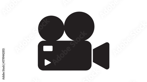 Black and white camera icon simple flat vector design element isolated on white background for app and web design