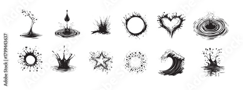 desk lliquid splash designs with waves hearts and water