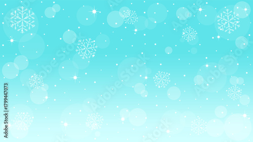 Light Blue Background Wallpaper Decorated With Falling Glittering Snowflakes In Winter