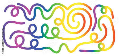 Colorful Abstract Swirl Line Art – Rainbow Gradient Curvy Decorative Design