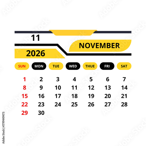 2026 modern calendar set