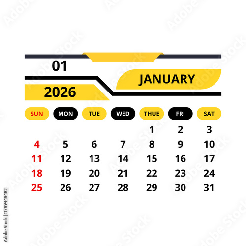 2026 modern calendar set