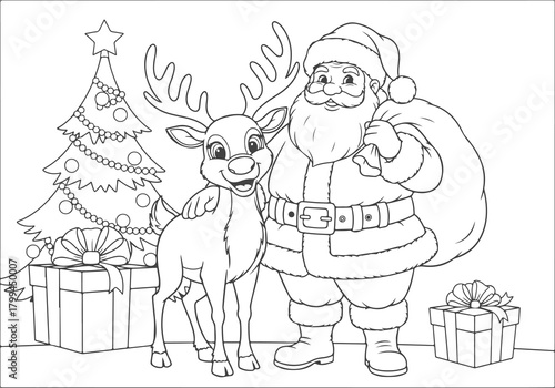 Festive Fun Santa, Reindeer, and Tree Coloring Book for Kids, Holidays, & Celebrations
