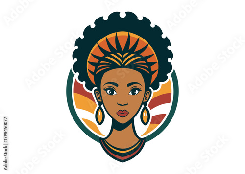 vector set of afro american woman logo head, african beauty woman vector logo design, Black girl faces with stylish afro hairstyle, woman afro black face, African american woman hairstyle vector