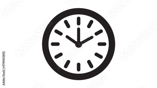 Clock icon showing time simple flat vector illustration isolated on white background for app design and infographics