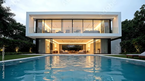 Contemporary minimalist villa with infinity pool and openplan living area