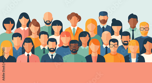 A diverse group of people, representing various ethnicities and backgrounds, standing together in unity.