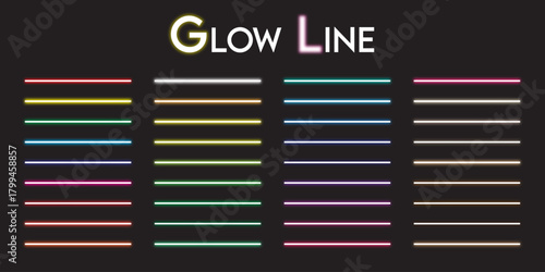 Glowing lines set design with neon light effect for graphic design and decoration