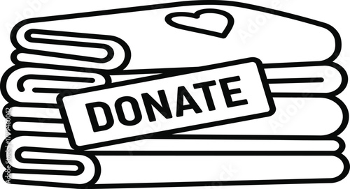 Neatly stacked folded clothes line art illustration