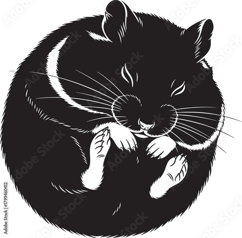 Cute black feline kitten vector illustration with striking silhouette design