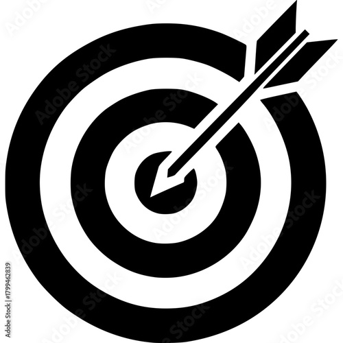 Bullseye: An arrow hits the bullseye, signifying precision, focus, and hitting the target with accuracy
