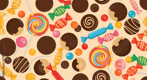 Colorful Candy and Chocolate Delightful Sweet Treats.