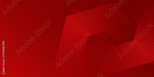 Digital abstract background hexagon lines on red background. Futuristic digital network stripe line art design for poster, brochure, cover, website, banner