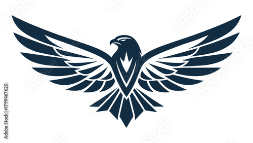 Flat hyper minimal falcon symbol, ultra clean vector logo, sharp geometric shapes, on white background.