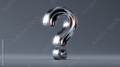 人物抜きでクローム疑問符の無機質さを強調した工業風イメージ