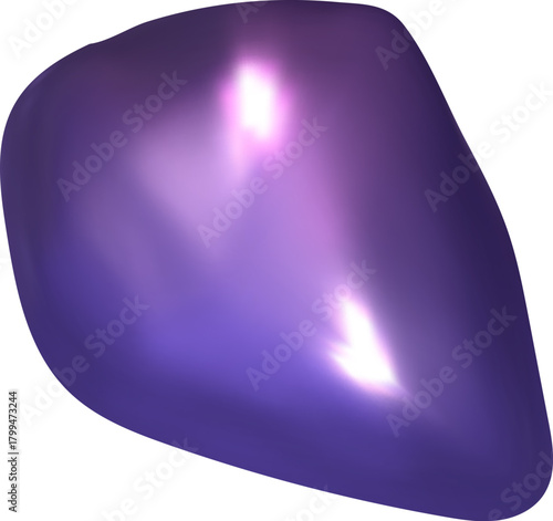 Futuristic purple 3d blob in liquid motion. Y2k gradient light and metallic reflection bring the purple shape to life.
