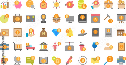 Pixel art icons representing cryptocurrency and financial transactions on black background