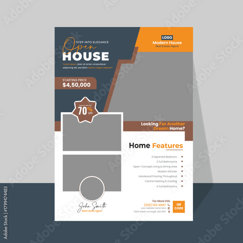 Modern Open House Flyer template design