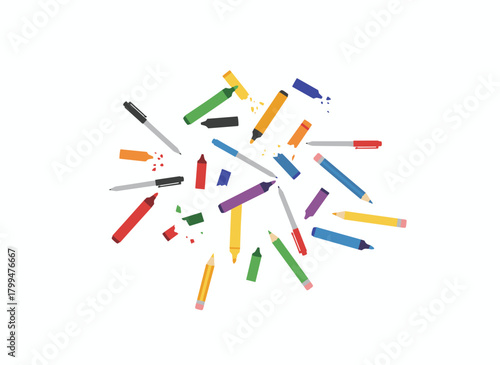 Art materials in a seamless pattern